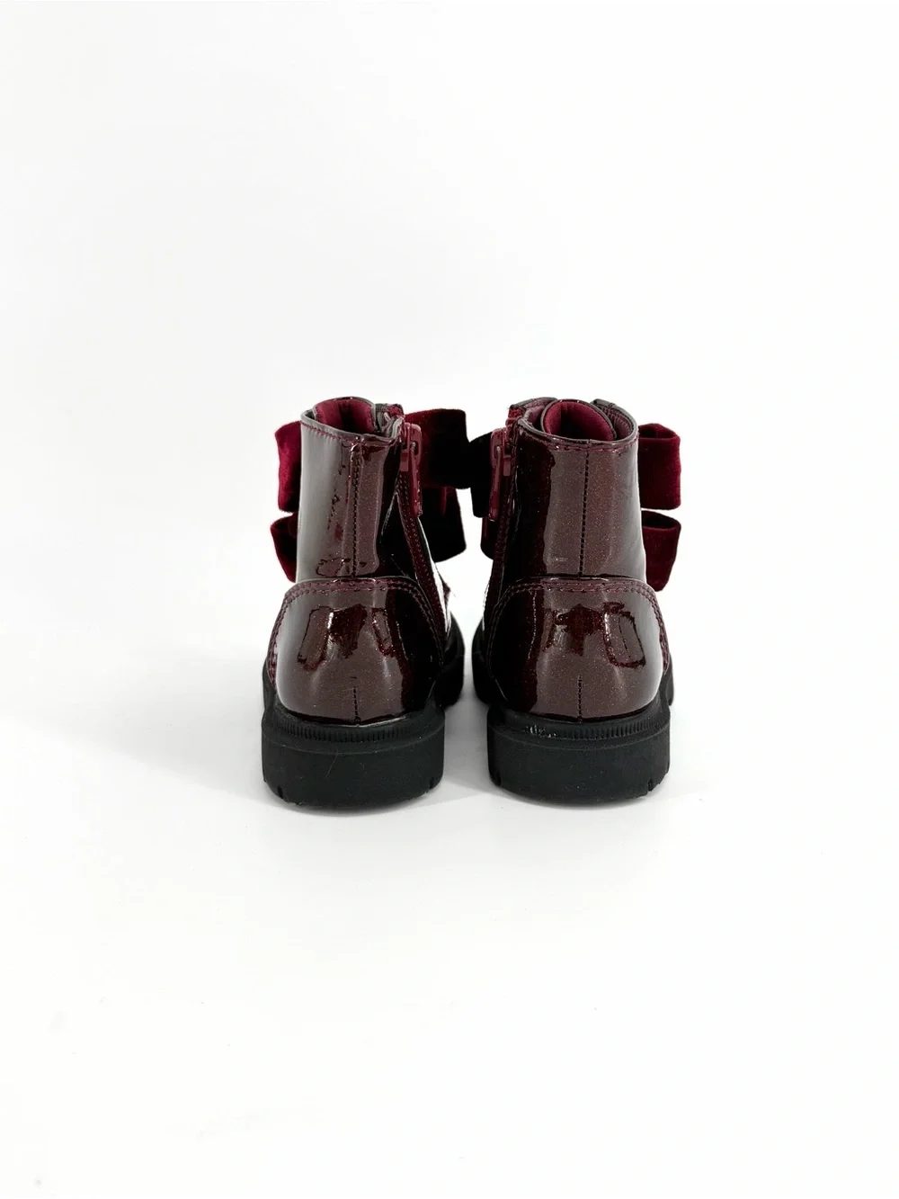 Toddler Girls Shoe Set Size 5C Burgundy Bow Boots & Black Stud Flats